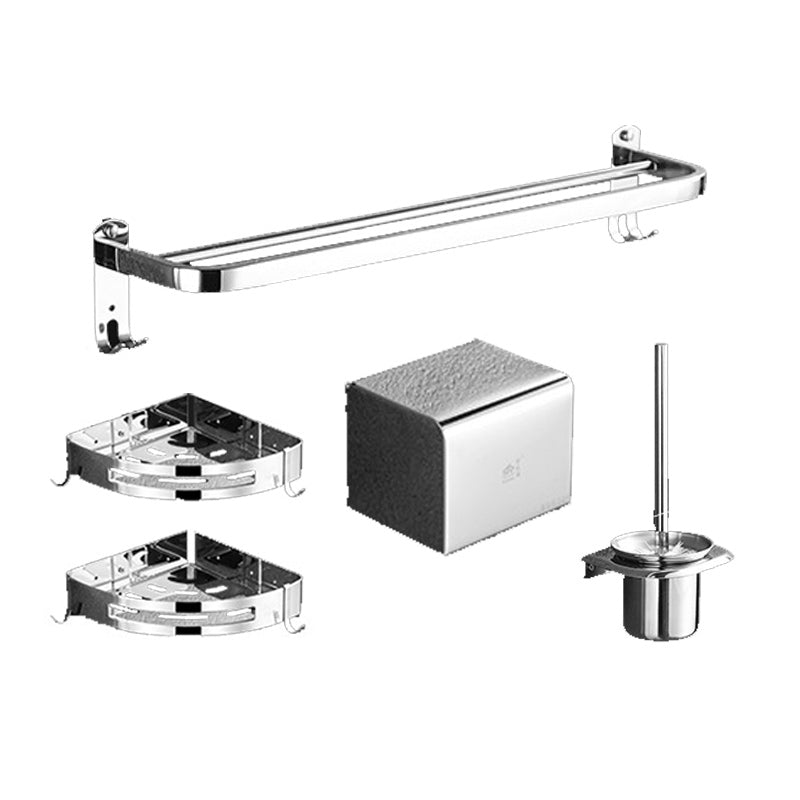 Polished Chrome Bath Hardware Set in Stainless Steel with Bath Shelf/Robe Hooks/Towel Bar