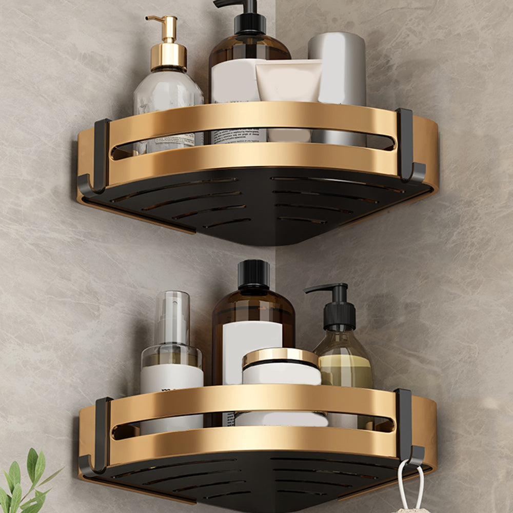 Black and Brass Bathroom Accessory Set Contemporary Bath Set with Bath Shelf/Towel Bar