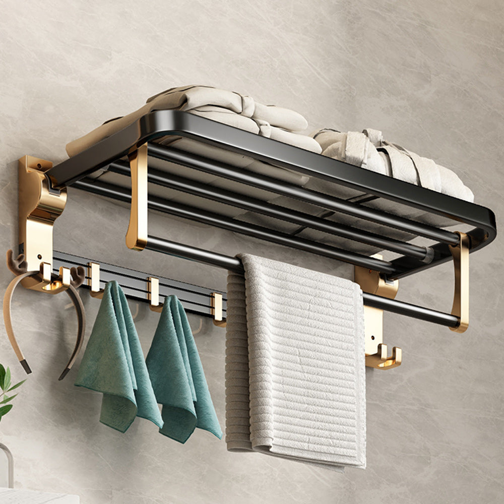 Black and Brass Bathroom Accessory Set Contemporary Bath Set with Bath Shelf/Towel Bar