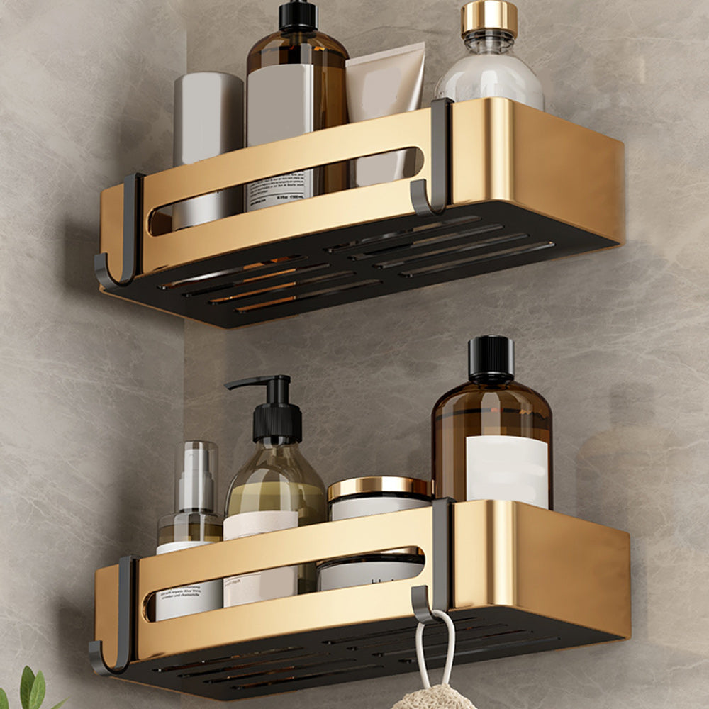 Black and Brass Bathroom Accessory Set Contemporary Bath Set with Bath Shelf/Towel Bar