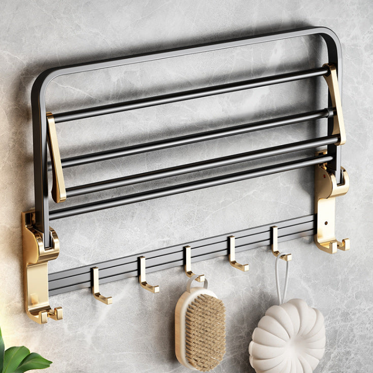 Black and Brass Bathroom Accessory Set Contemporary Bath Set with Bath Shelf/Towel Bar