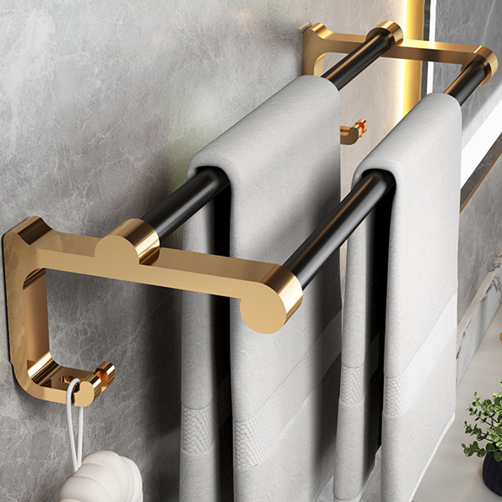 Black and Brass Bathroom Accessory Set Contemporary Bath Set with Bath Shelf/Towel Bar