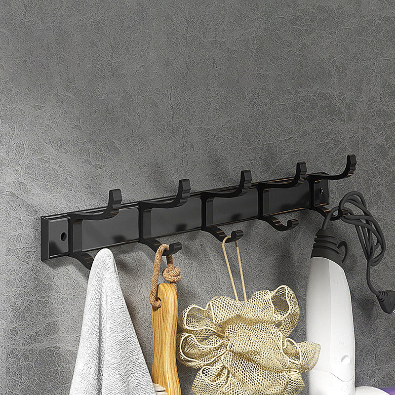 Modern Matte Black Bathroom Accessory Set with Bath Shelf/Robe Hooks/Towel Bar