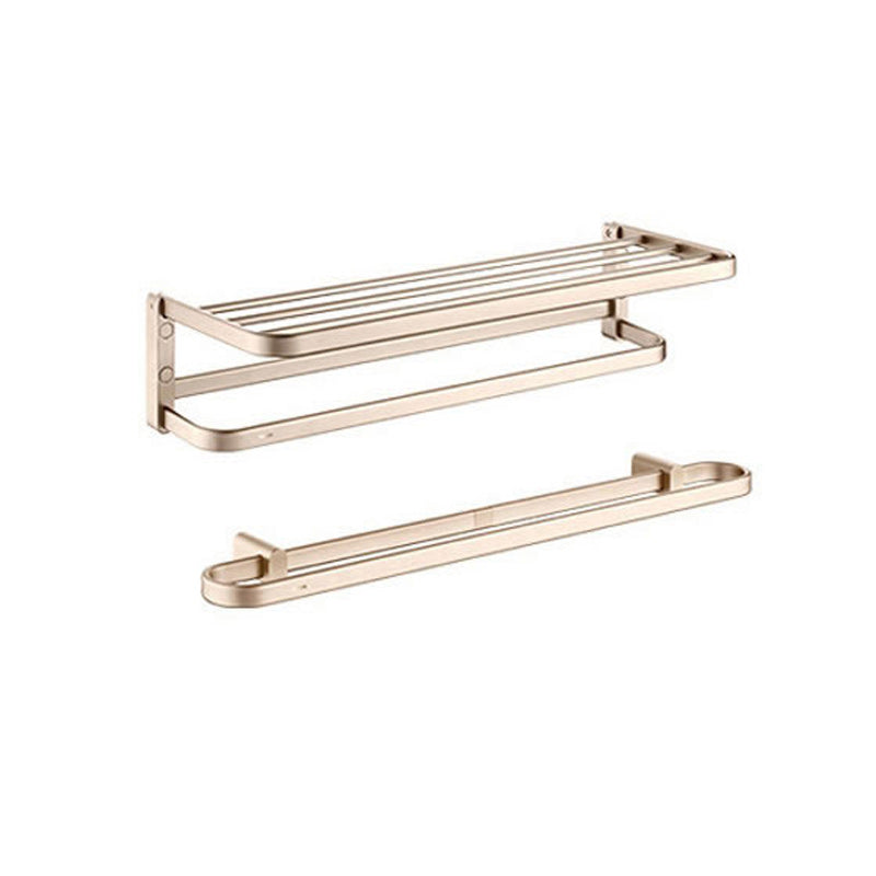 Golden Modern Bathroom Accessory Set Polished Brass Bath Shelf/Towel Bar/Robe Hooks