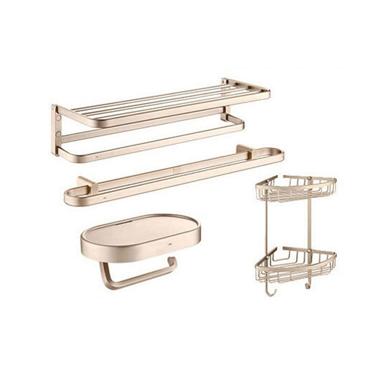 Golden Modern Bathroom Accessory Set Polished Brass Bath Shelf/Towel Bar/Robe Hooks