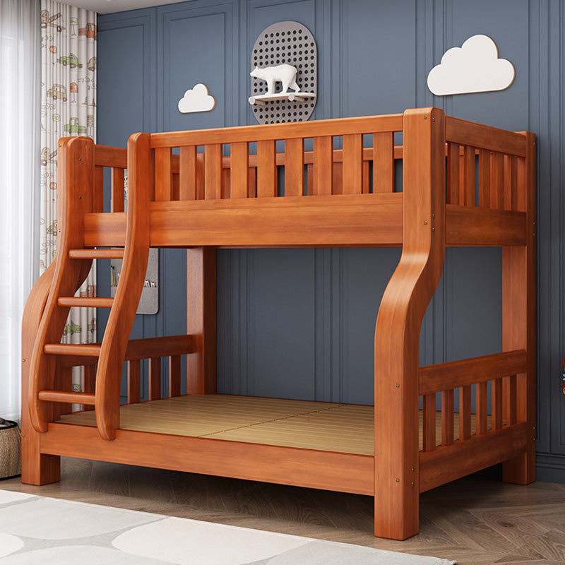 Mid-Century Modern Bunk Bed in Pine Wood with Built-In Ladder