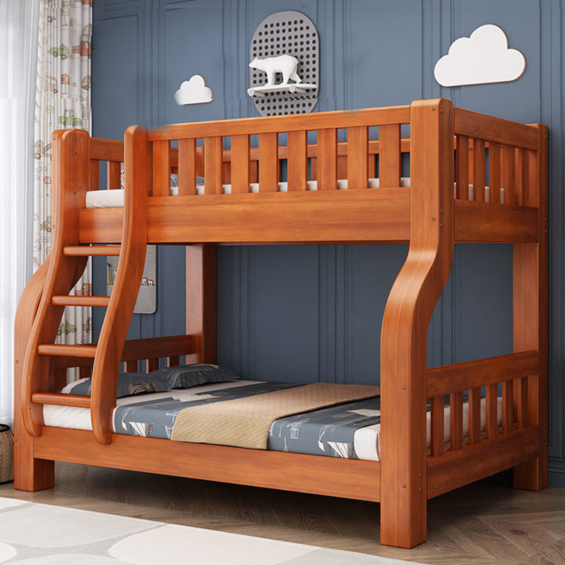 Mid-Century Modern Bunk Bed in Pine Wood with Built-In Ladder