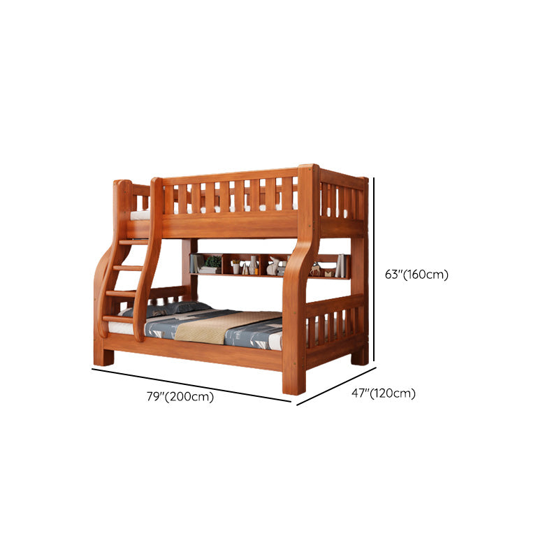 Mid-Century Modern Bunk Bed in Pine Wood with Built-In Ladder