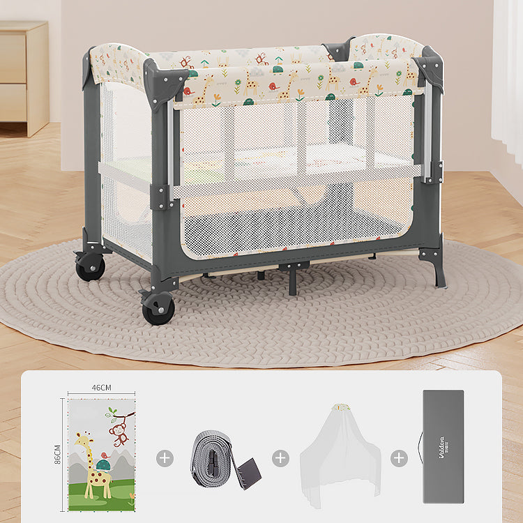 Plastic Convertible Baby Crib Nursery Crib with Mattress and Wheels