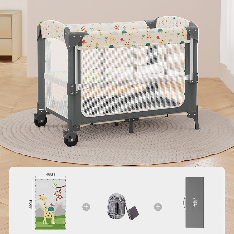 Plastic Convertible Baby Crib Nursery Crib with Mattress and Wheels