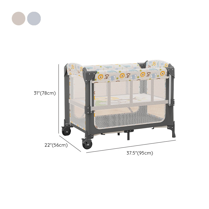 Plastic Convertible Baby Crib Nursery Crib with Mattress and Wheels