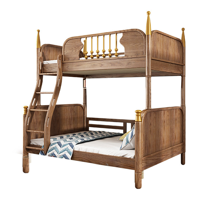 Traditional Brown No Theme with Guardrail Storage Mattress Kids Bed