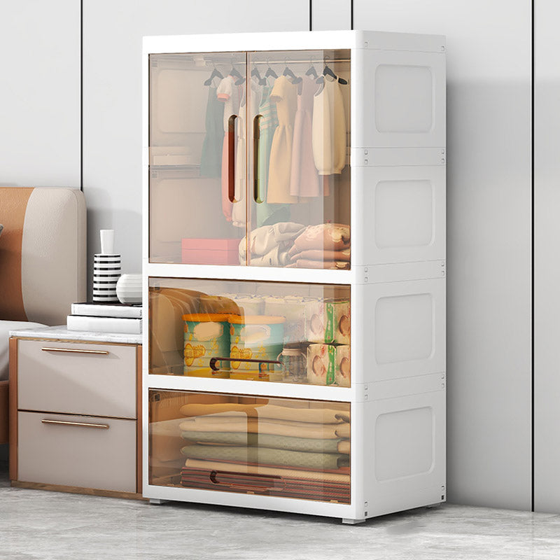 Modern Style Plastic Armoire Cabinet Cloth Rod Included Youth Armoire for Home