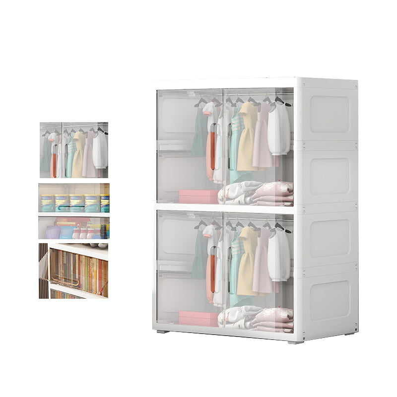 Modern Style Plastic Armoire Cabinet Cloth Rod Included Youth Armoire for Home