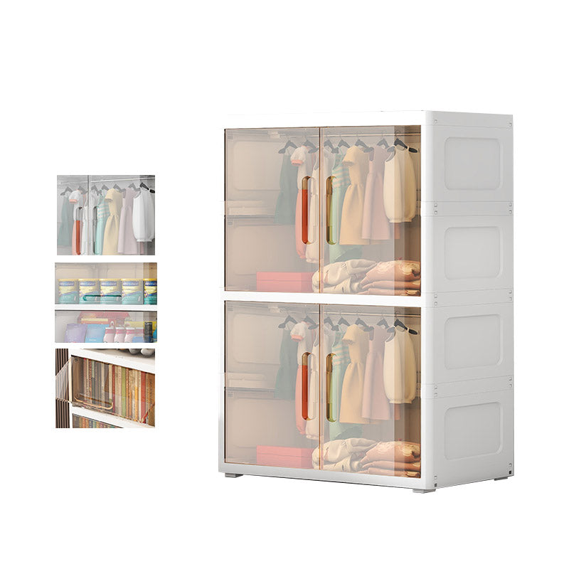 Modern Style Plastic Armoire Cabinet Cloth Rod Included Youth Armoire for Home