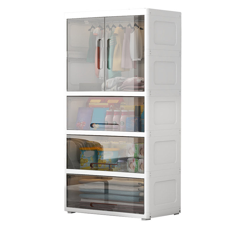 Modern Style Plastic Armoire Cabinet Cloth Rod Included Youth Armoire for Home