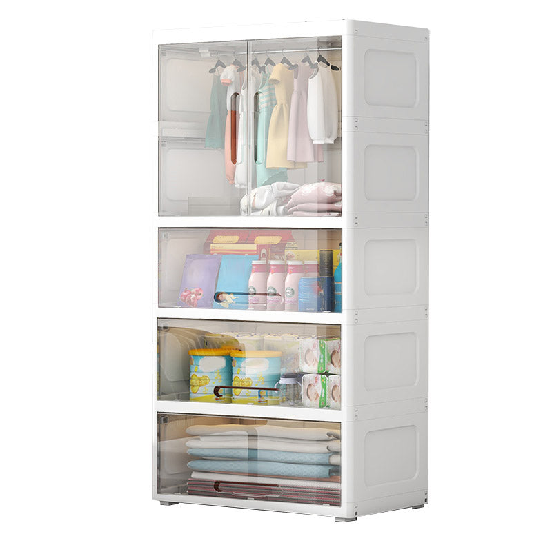 Modern Style Plastic Armoire Cabinet Cloth Rod Included Youth Armoire for Home