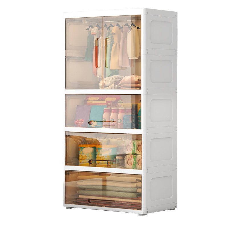 Modern Style Plastic Armoire Cabinet Cloth Rod Included Youth Armoire for Home