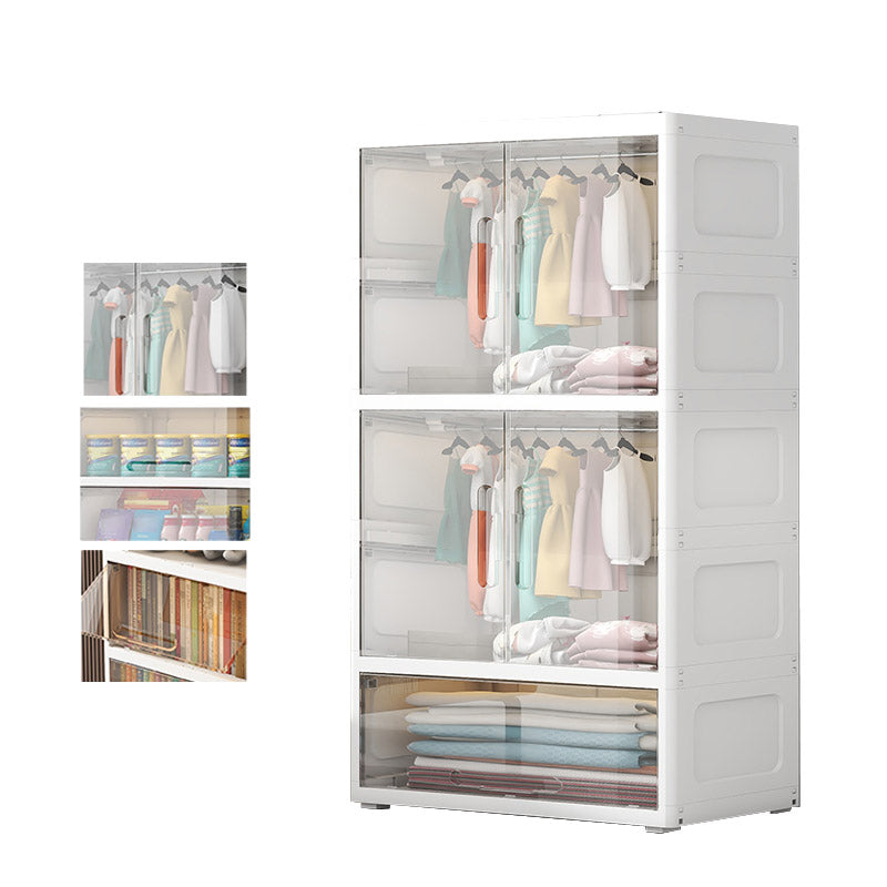 Modern Style Plastic Armoire Cabinet Cloth Rod Included Youth Armoire for Home