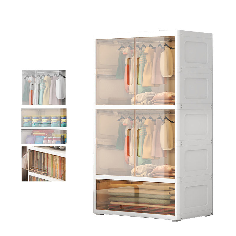 Modern Style Plastic Armoire Cabinet Cloth Rod Included Youth Armoire for Home