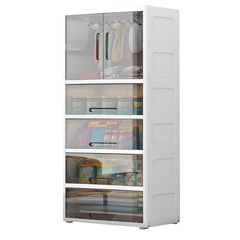 Modern Style Plastic Armoire Cabinet Cloth Rod Included Youth Armoire for Home