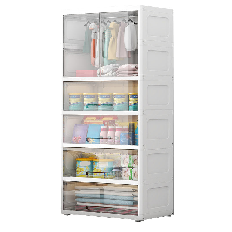 Modern Style Plastic Armoire Cabinet Cloth Rod Included Youth Armoire for Home