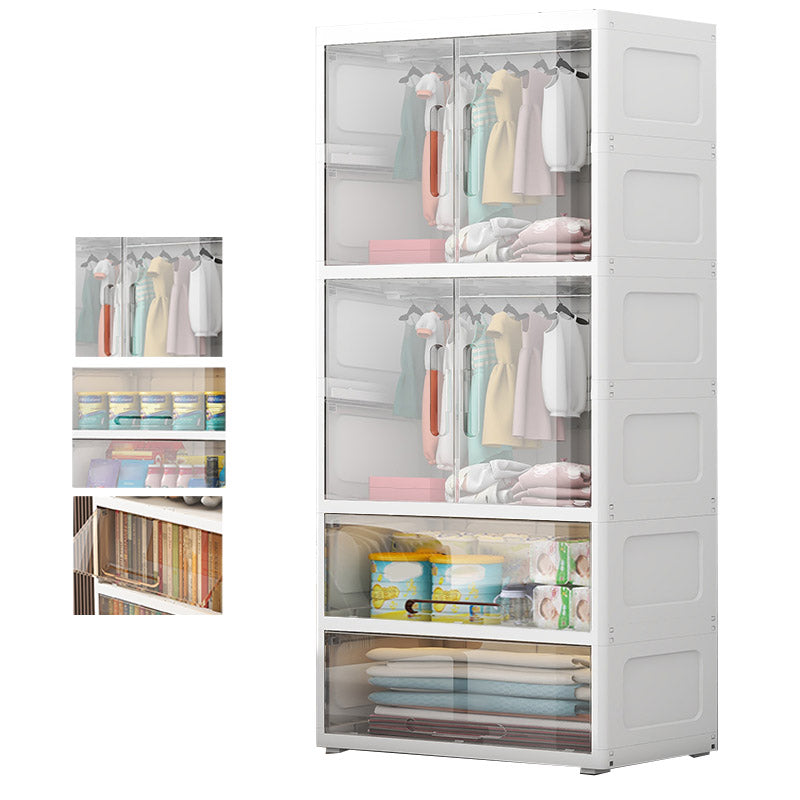 Modern Style Plastic Armoire Cabinet Cloth Rod Included Youth Armoire for Home