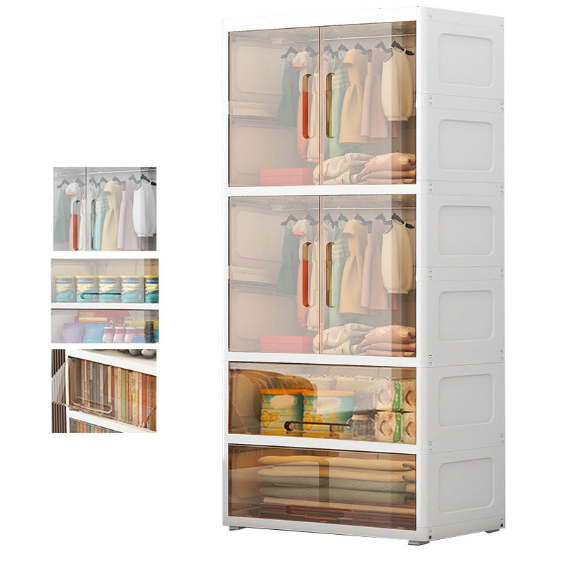 Modern Style Plastic Armoire Cabinet Cloth Rod Included Youth Armoire for Home