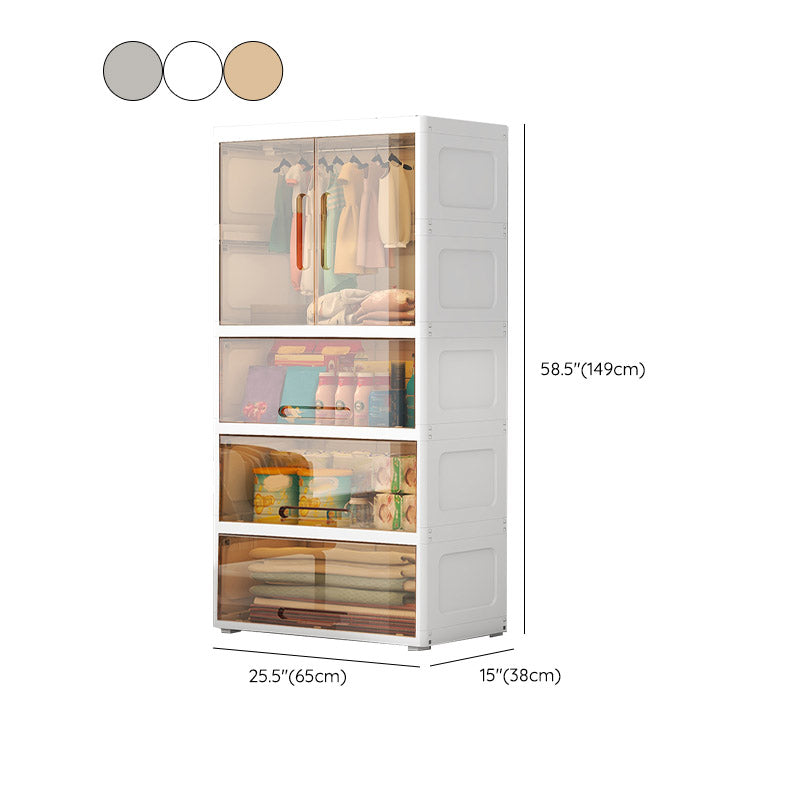 Modern Style Plastic Armoire Cabinet Cloth Rod Included Youth Armoire for Home