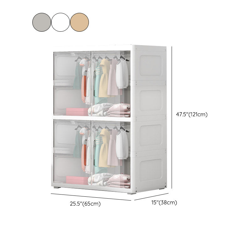 Modern Style Plastic Armoire Cabinet Cloth Rod Included Youth Armoire for Home