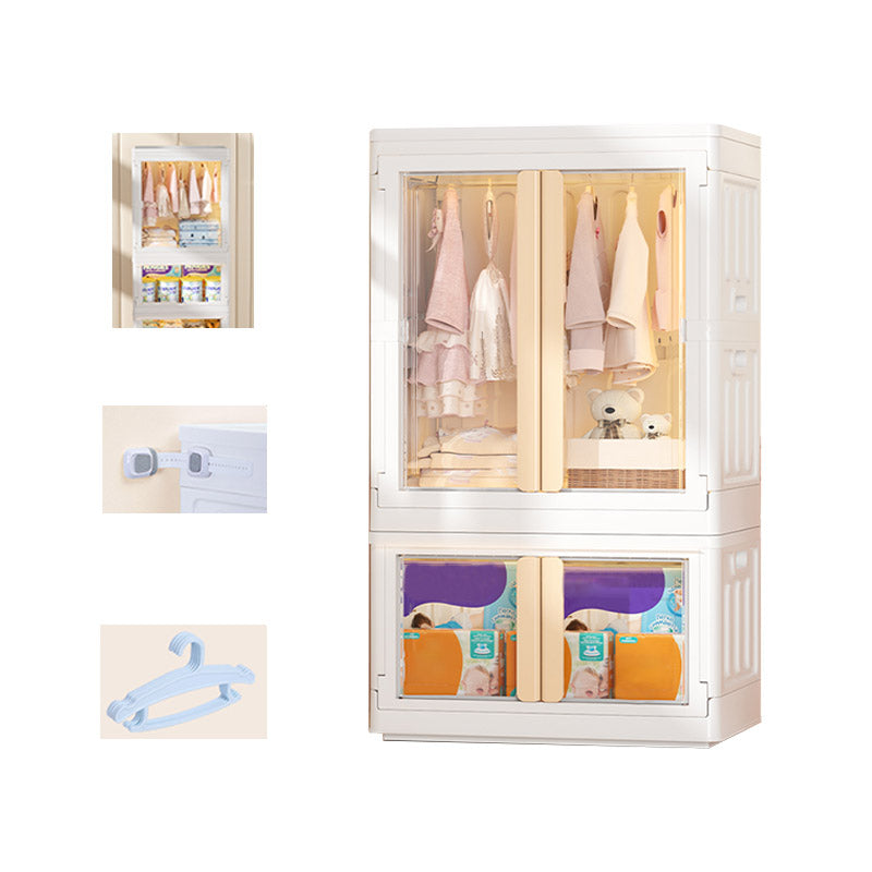 Modern Style Plastic Kids Closet Bedroom Youth Armoire with Garment Rod