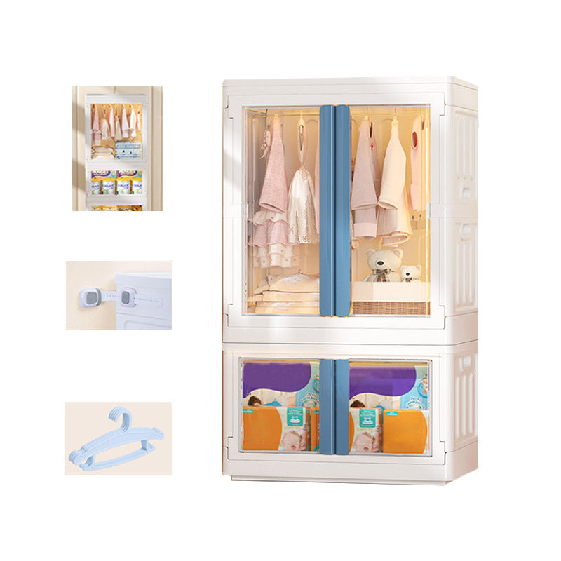 Modern Style Plastic Kids Closet Bedroom Youth Armoire with Garment Rod