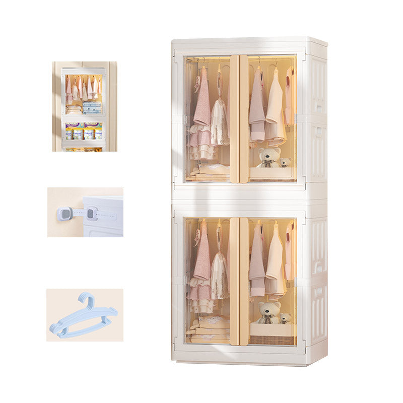 Modern Style Plastic Kids Closet Bedroom Youth Armoire with Garment Rod