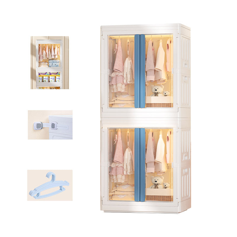 Modern Style Plastic Kids Closet Bedroom Youth Armoire with Garment Rod