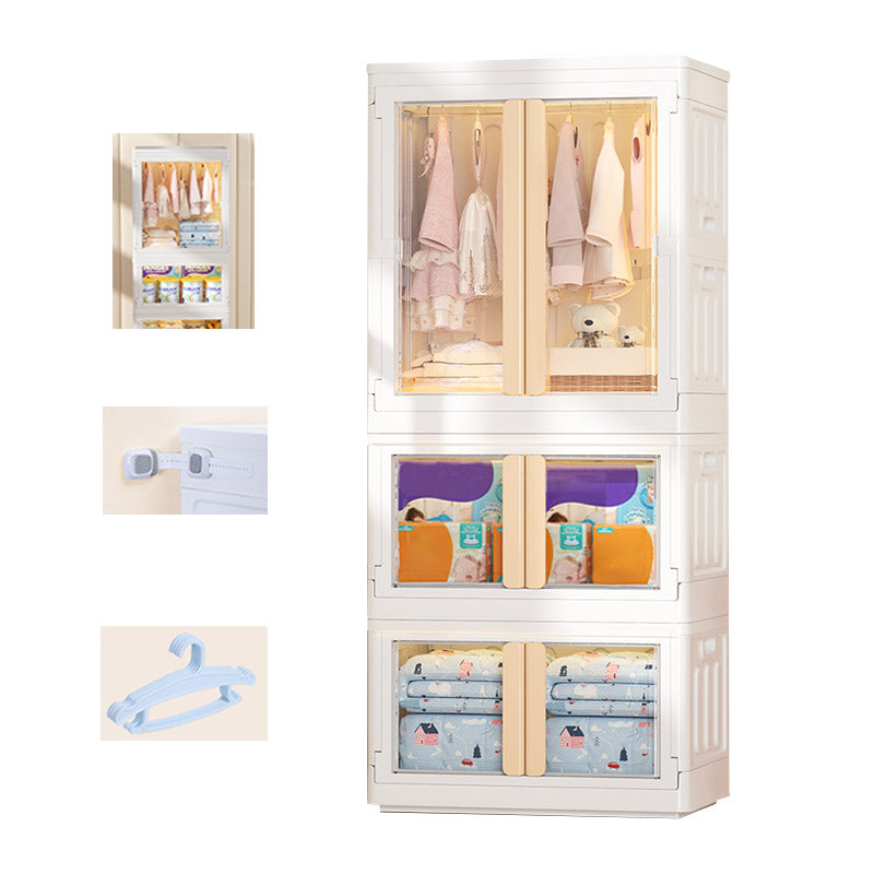 Modern Style Plastic Kids Closet Bedroom Youth Armoire with Garment Rod