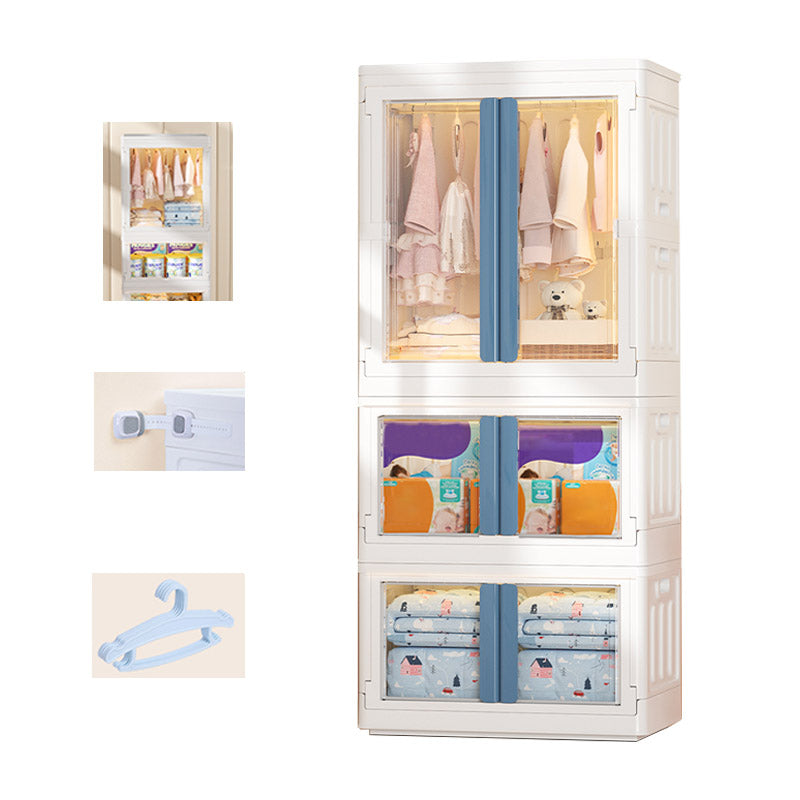 Modern Style Plastic Kids Closet Bedroom Youth Armoire with Garment Rod