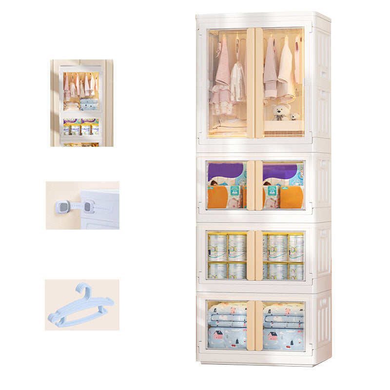 Modern Style Plastic Kids Closet Bedroom Youth Armoire with Garment Rod