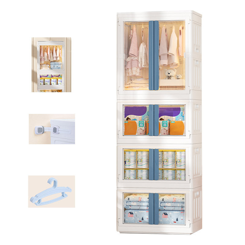 Modern Style Plastic Kids Closet Bedroom Youth Armoire with Garment Rod