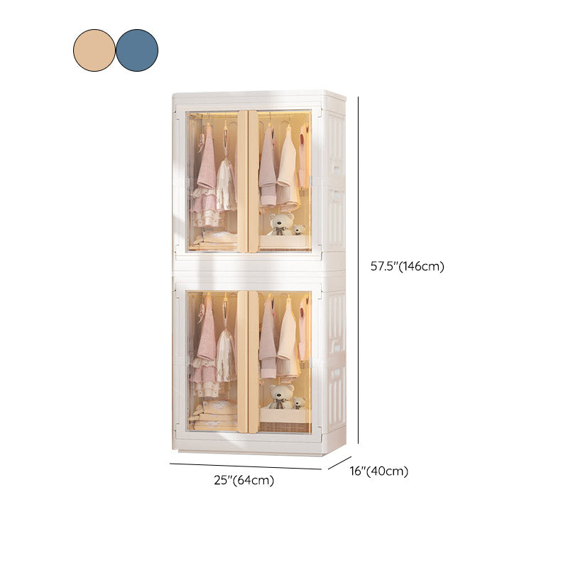 Modern Style Plastic Kids Closet Bedroom Youth Armoire with Garment Rod