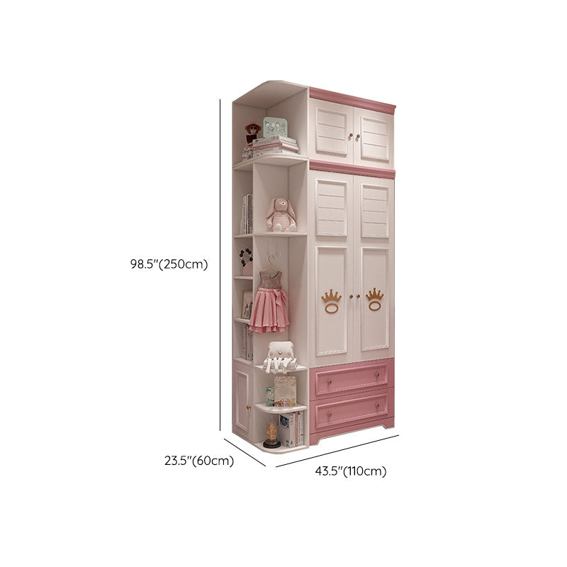 Modern Style Wood Kids Closet Bedroom Youth Armoire with Garment Rod