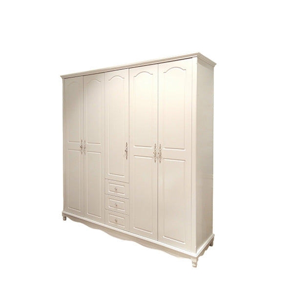 White Solid Wood Wardrobe Armoire Contemporary Hanging Clothes Rack