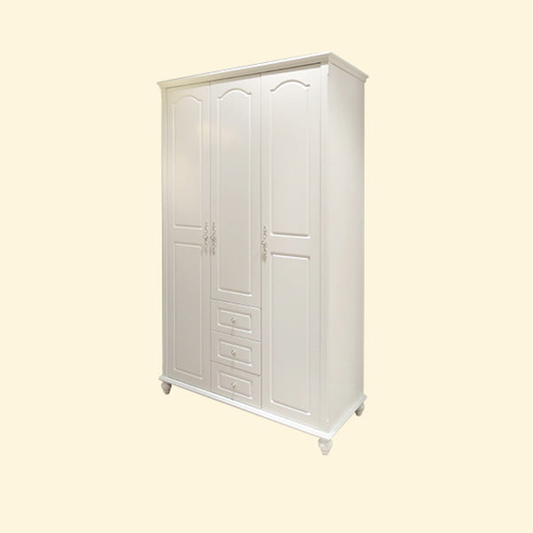 White Solid Wood Wardrobe Armoire Contemporary Hanging Clothes Rack