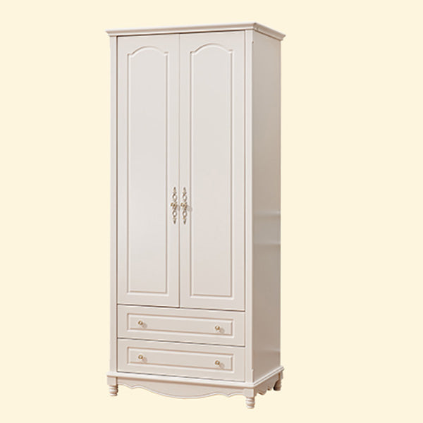 White Solid Wood Wardrobe Armoire Contemporary Hanging Clothes Rack