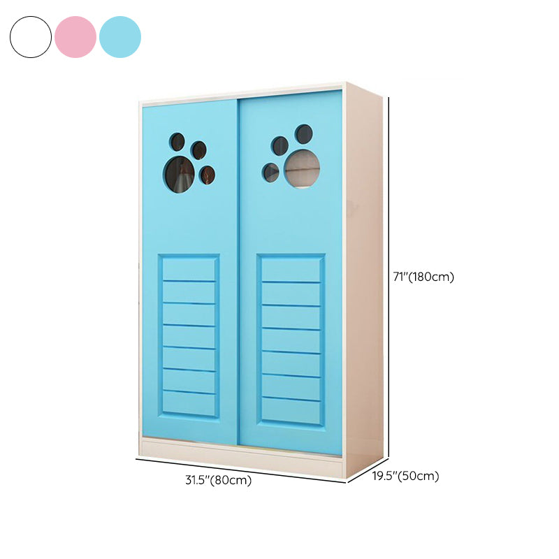 Manufactured Wood Kids Closet Modern Style Wardrobe Closet with Sliding Door