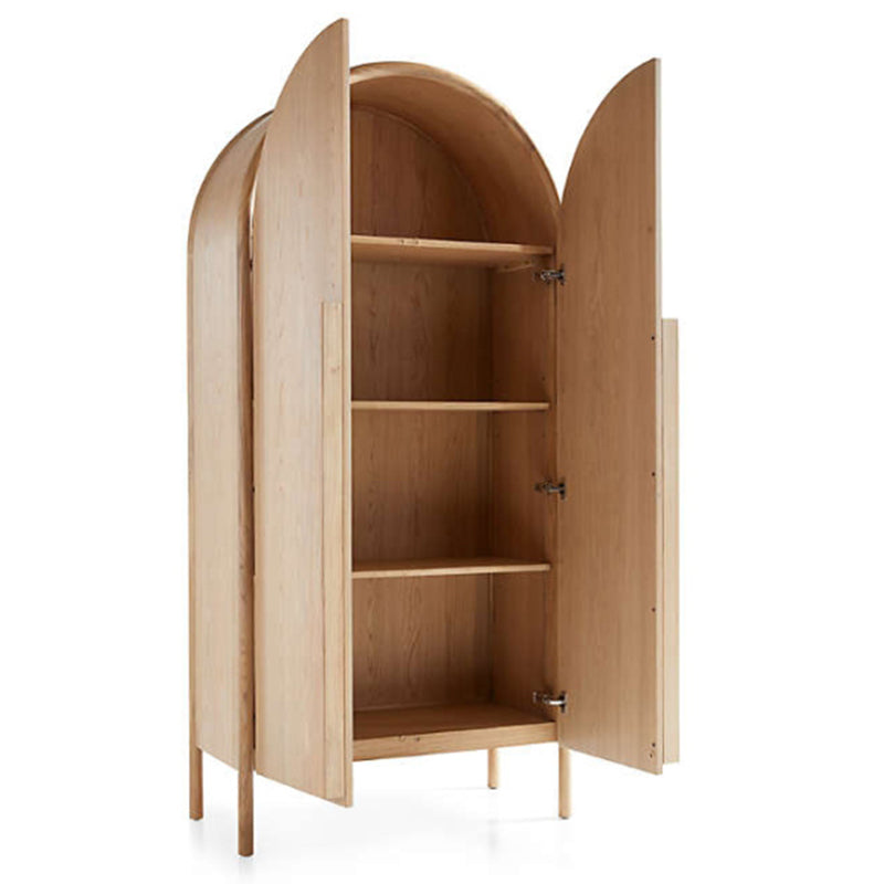 Ash Solid Wood Kids Closet Modern 4-Shelf Wardrobe Closet for Home