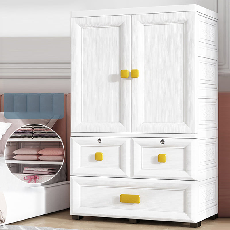 Contemporary Plastic Wardrobe White Colour Bedroom Kids Closet