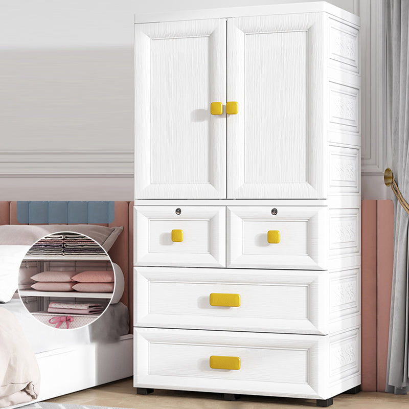 Contemporary Plastic Wardrobe White Colour Bedroom Kids Closet