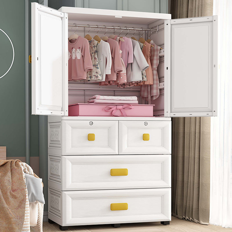 Contemporary Plastic Wardrobe White Colour Bedroom Kids Closet