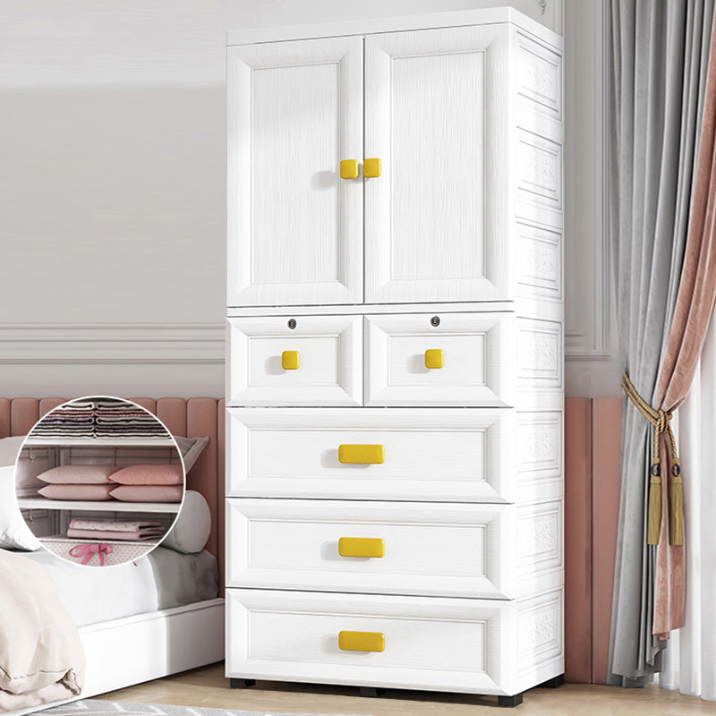 Contemporary Plastic Wardrobe White Colour Bedroom Kids Closet