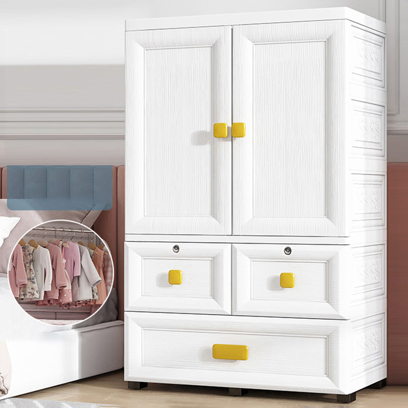 Contemporary Plastic Wardrobe White Colour Bedroom Kids Closet